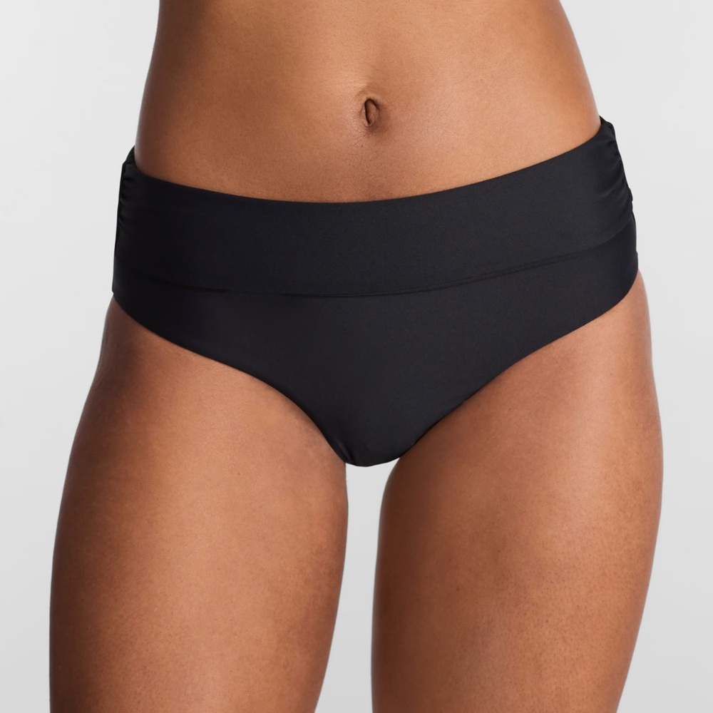 Bleu Rod Beattie Kore Sarong Swimsuit Bottoms Black Foldover Waist NEW